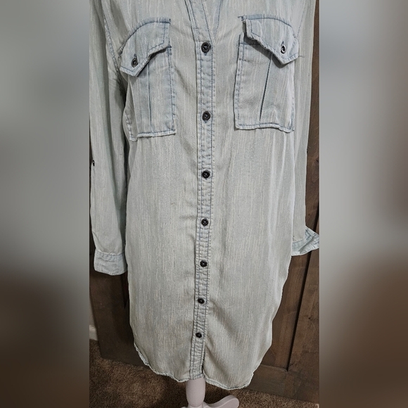 PHILOSOPHY Denim Tencel Button Down  Shirt Dress In Light Blue. Size Small - Picture 7 of 14